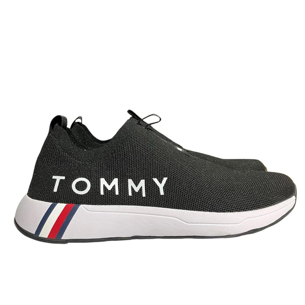 Tommy Hilfiger‎ Sneakers 11 Black Logo Spellout Knit Pull On Aliah Pickleball